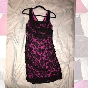 EXPRESS Pink and Black Lace Dress